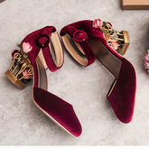 Novelty Ankle Strap Pumps with Rose Cage Heels Newgew